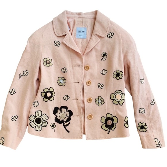 Moschino Vintage Y2K Cheap and Chic Floral Dusty Rose Lined Blazer Size 8 - Picture 1 of 12